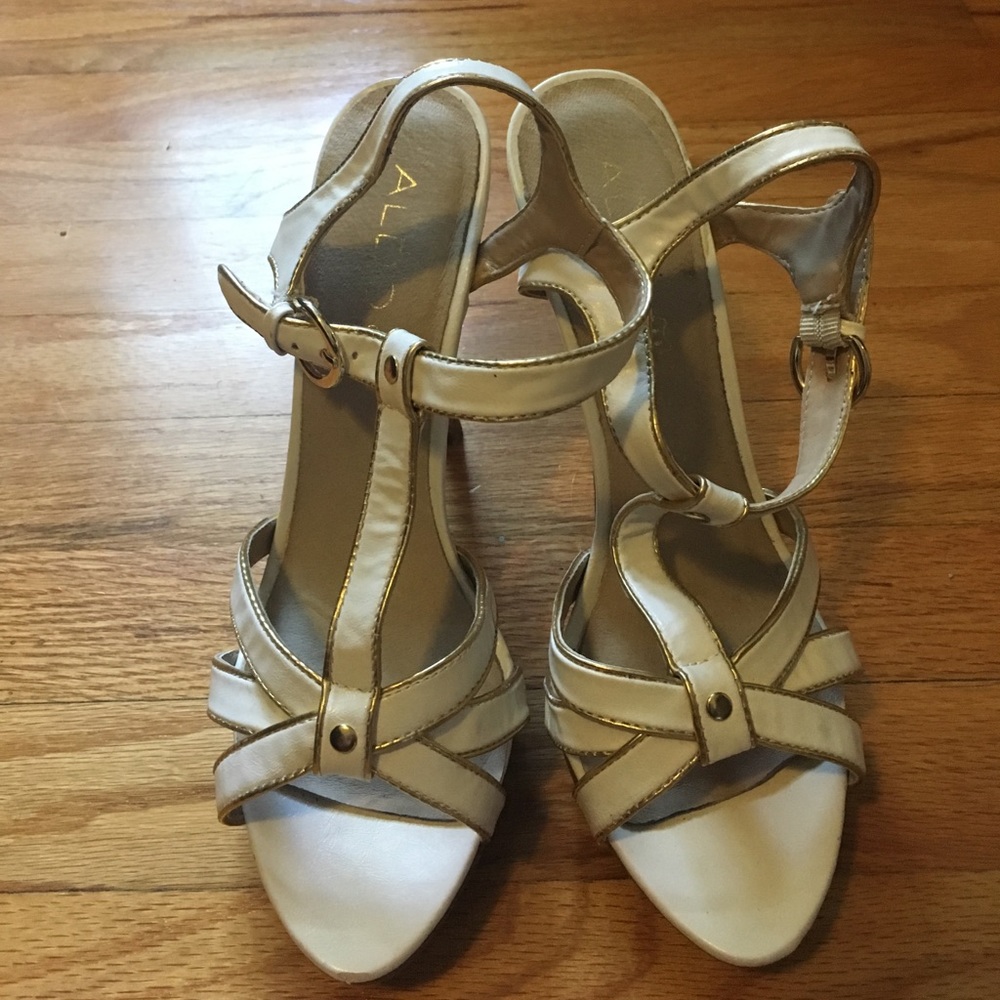 Aldo heels white and gold