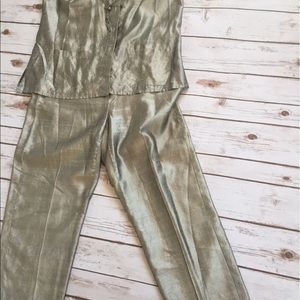 Raw silk silver tunic and pants