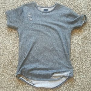 Mens Dark Gray Distressed T-shirt