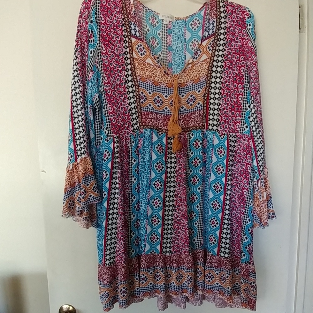 ππBOHO PAISLEY PRINT DRESS TUNIC SIZE 2X - Picture 2 of 8