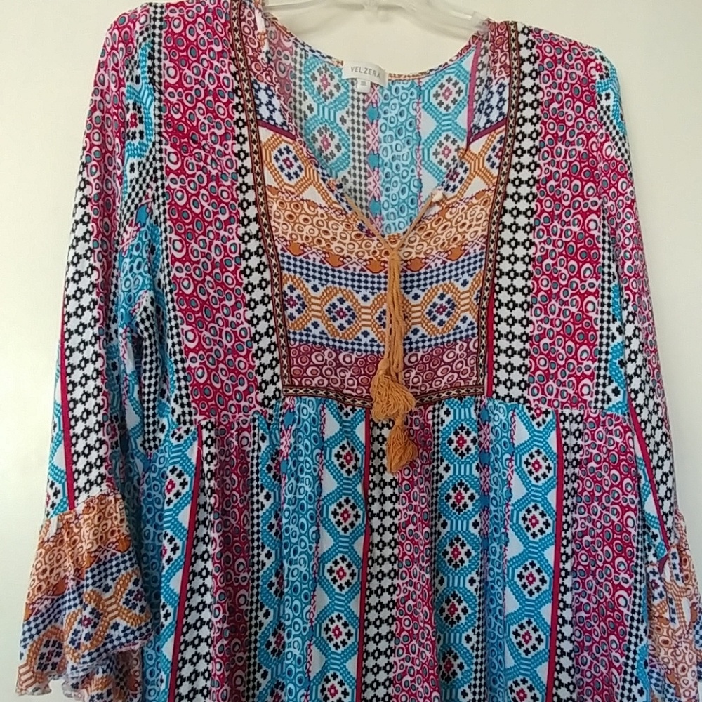 ππBOHO PAISLEY PRINT DRESS TUNIC SIZE 2X - Picture 3 of 8