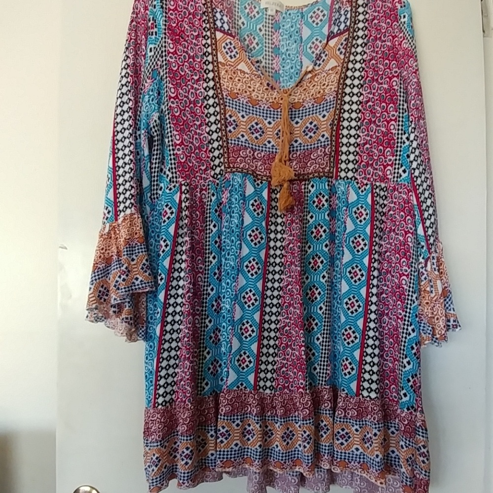 ππBOHO PAISLEY PRINT DRESS TUNIC SIZE 2X - Picture 4 of 8