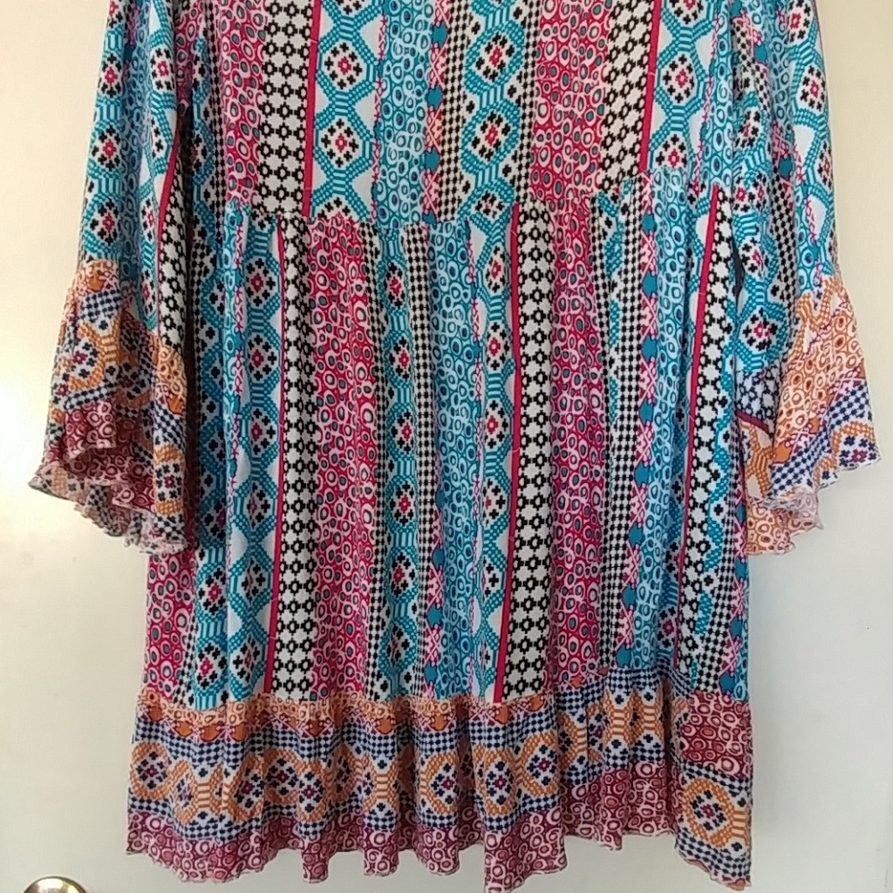 ππBOHO PAISLEY PRINT DRESS TUNIC SIZE 2X - Picture 7 of 8