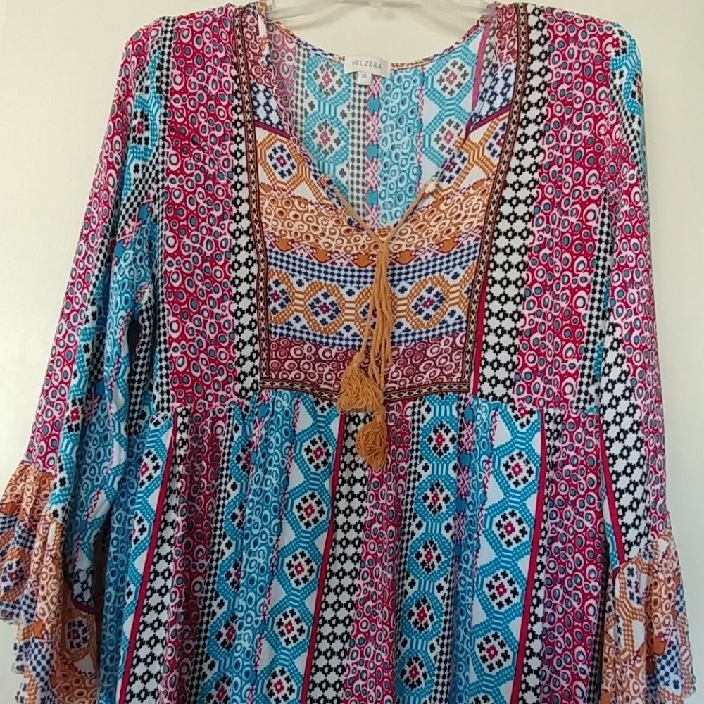 ππBOHO PAISLEY PRINT DRESS TUNIC SIZE 2X - Picture 8 of 8