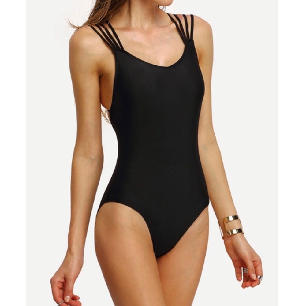 Black one-piece swimsuit
