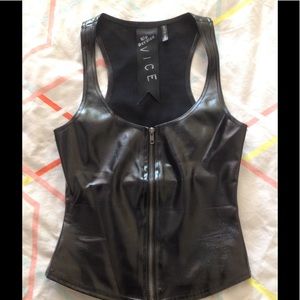 Lip Service goth vinyl zip-up corset