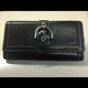 Black Fold Coach Wallet Leather Soho Buckle FS8630