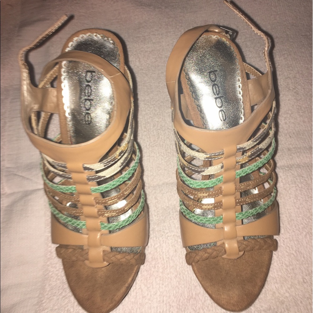 Bebe Safari Strappy Heels