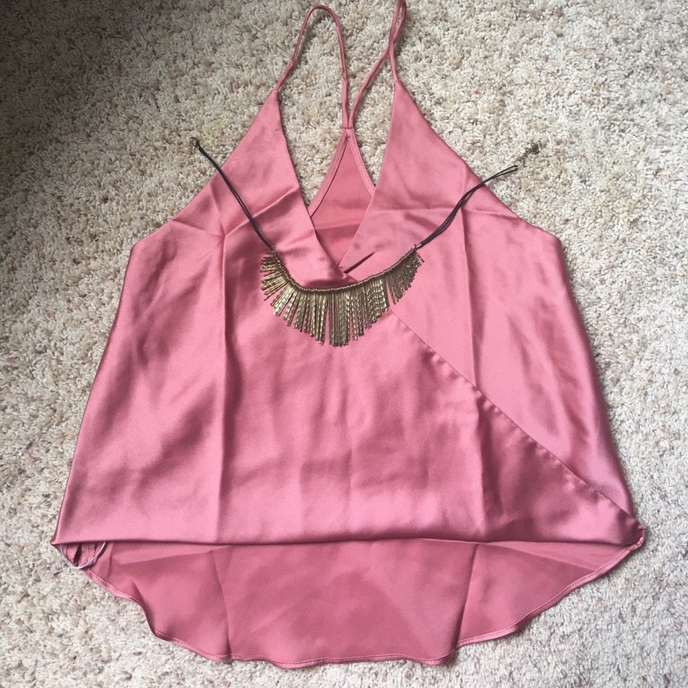 NEW pink satin wrap Cami top