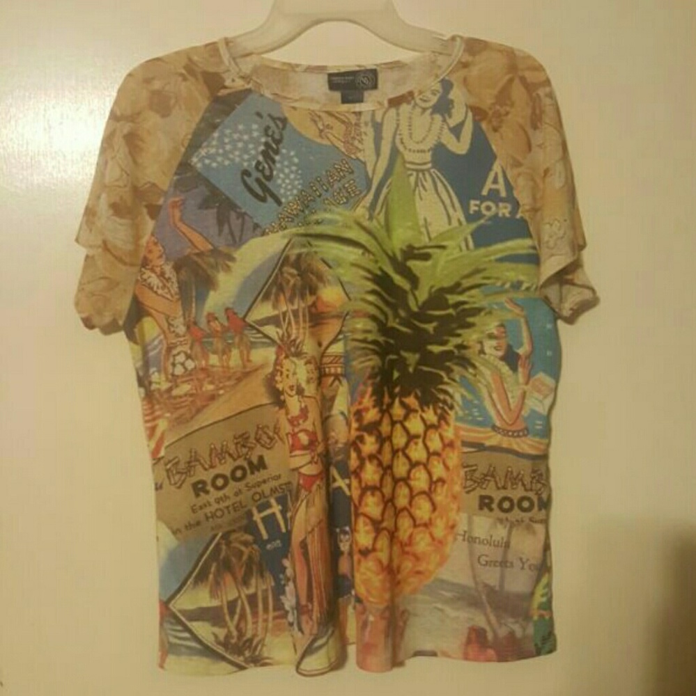 Lane Bryant Hawaiian polyester blouse