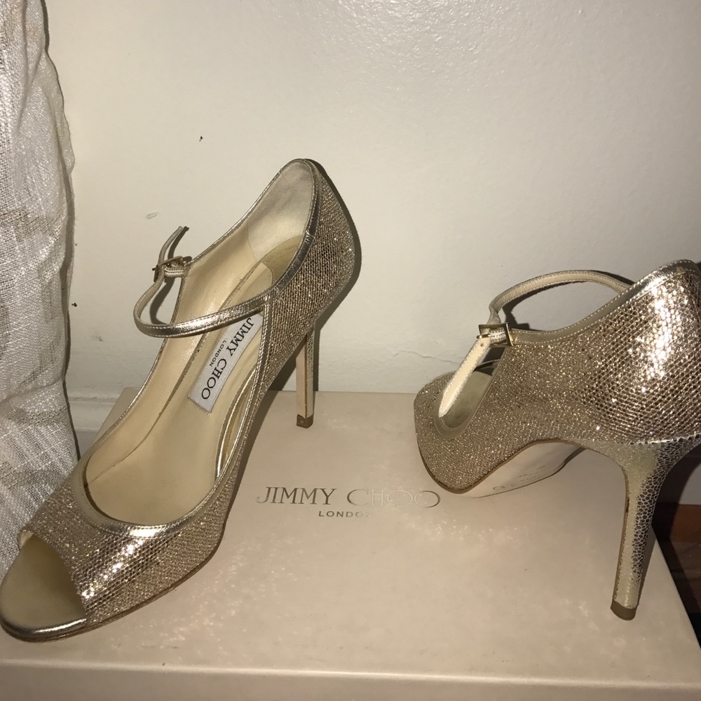 Sparkling Gold Jimmy Choo Stilettos - Picture 2 of 5