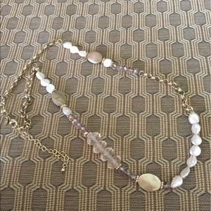 Gorgeous Crystal Coin Pearl 36" Long Necklace