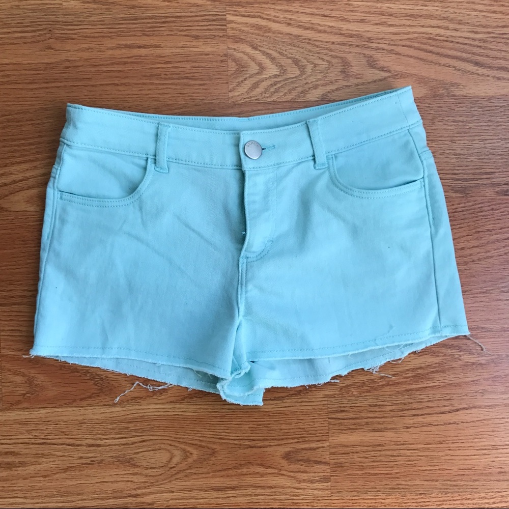 H&M DIVIDED Teal Cut Off Shorts sz 4
