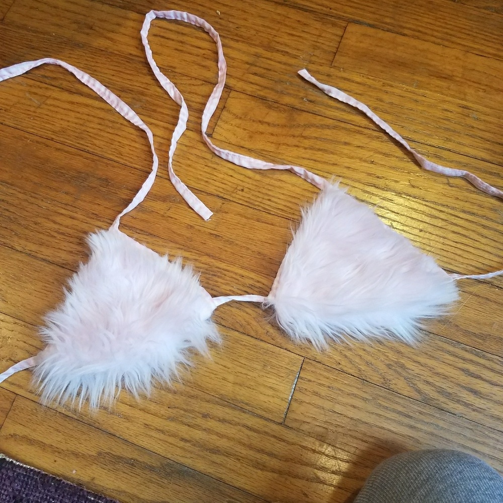 Fuzzy Pink Bikini Top