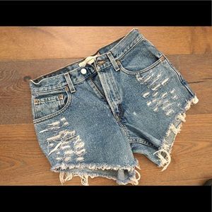 Levi's Distressed denim shorts, relaxed fit.