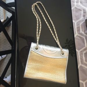 Tory Burch metallic gold and silver purse. NEW