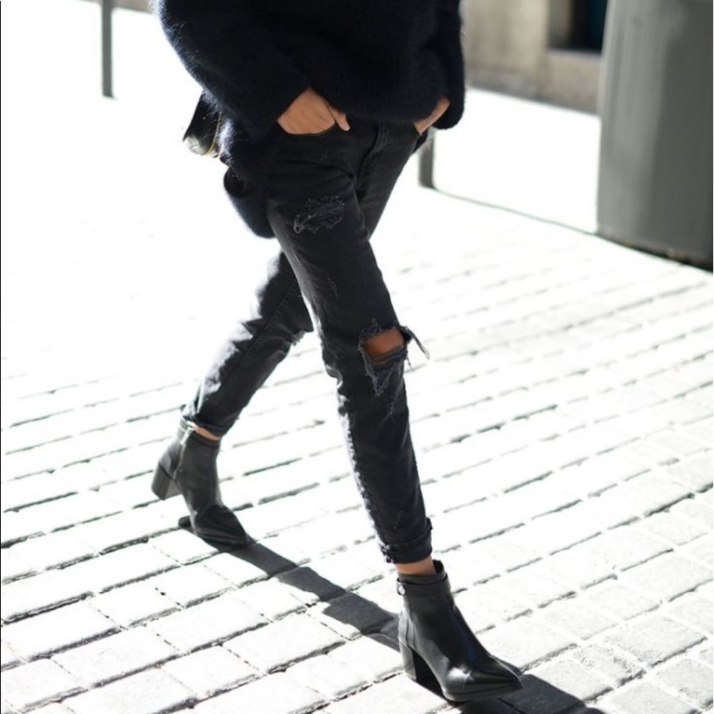 H&M dark distressed jeans