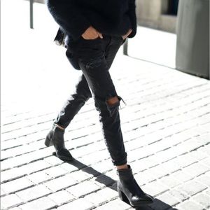 H&M dark distressed jeans