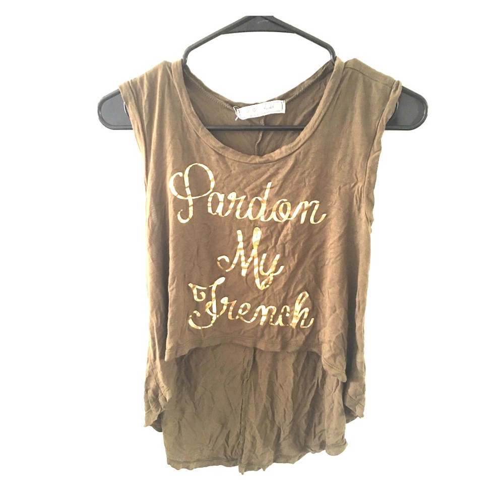 Olive "Pardon My French" Sleeveless Top