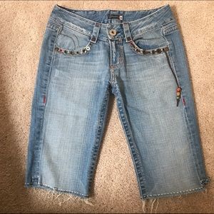 Blue Tatoo Jean Shorts