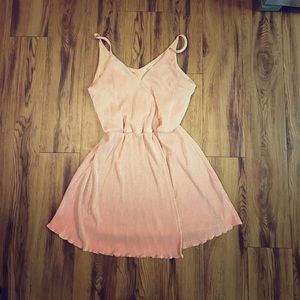 Pink ribbed flowy dress