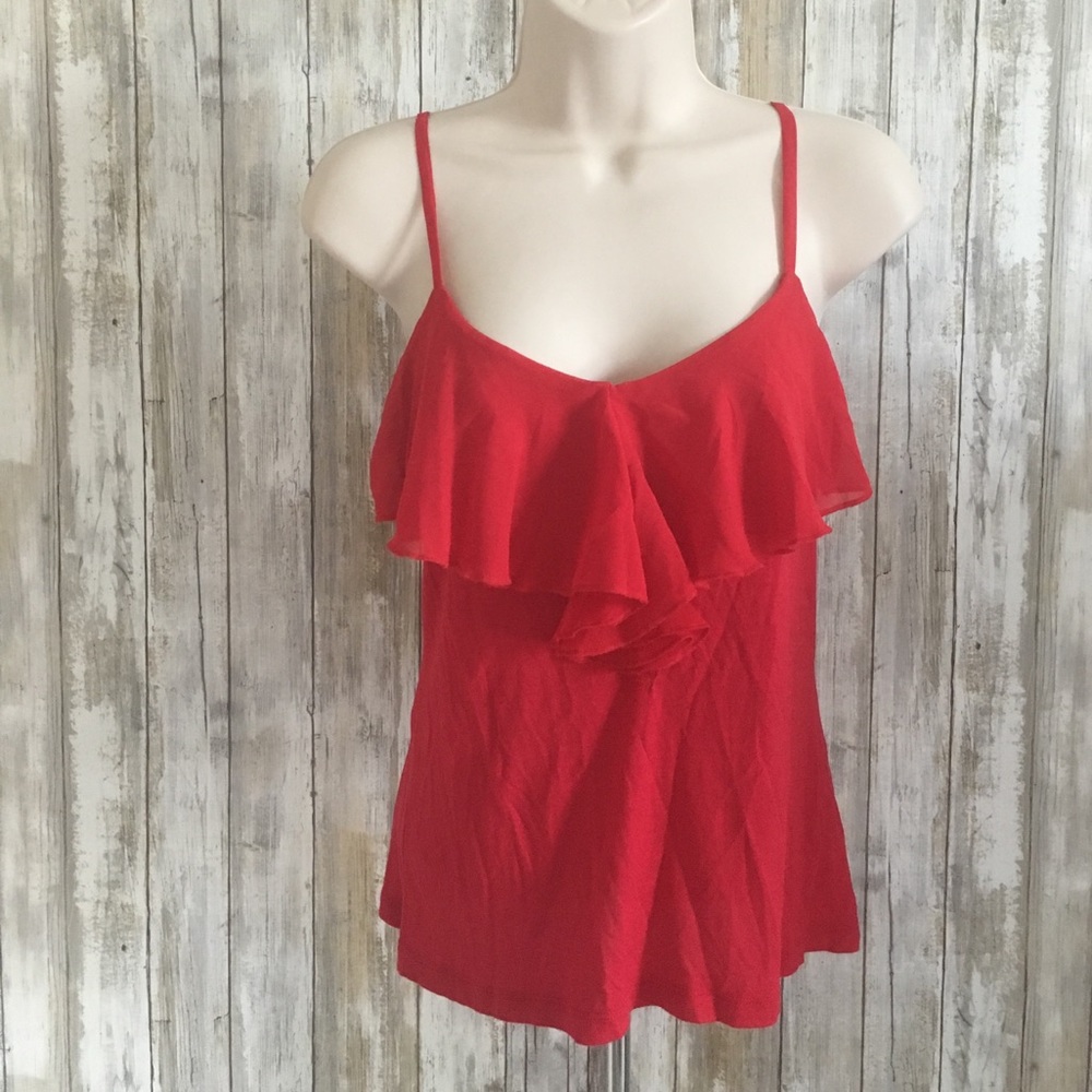 Red chiffon tank