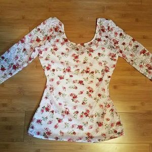 Guess Rose Lace Scoop Back Top