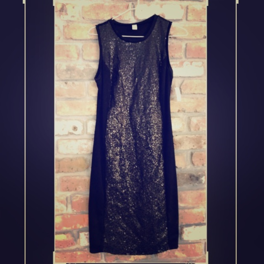 Black knee length dress with sequins
