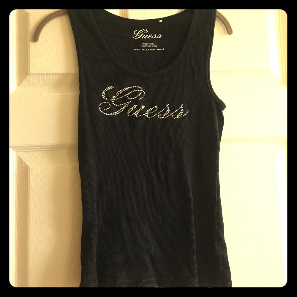 SOLD Guess Black Silver Sparkle Ribbed Tank