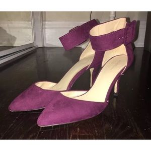 Zara Basic Purple Suede Pointed Toe Ankle Strap 39