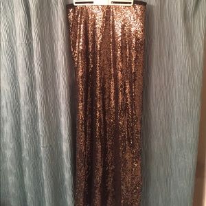 Gold sequined maxi skirt