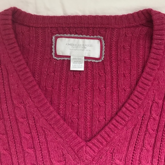 Pink American Eagle wool V neck sweater - Picture 2 of 3
