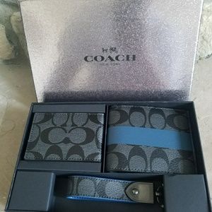 Coach Signature Compact ID Men's Wallet Gift Set