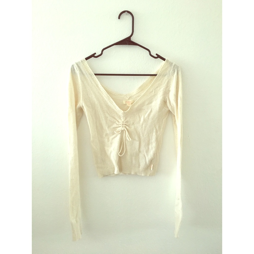 Hollister RABBIT HAIR ivory sweater crop top