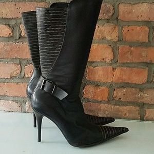 Mariano Renzi high heeled black leather boots
