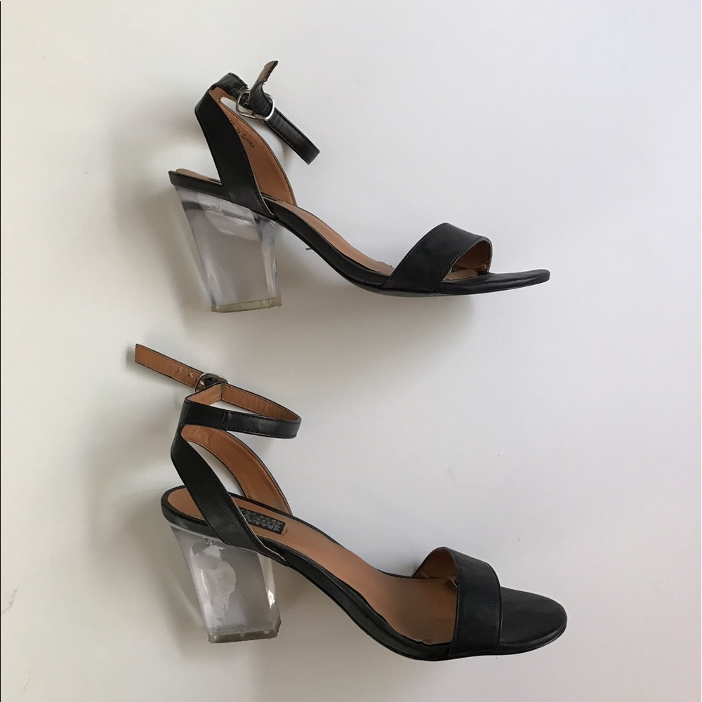 Lucite Black Strappy Heels