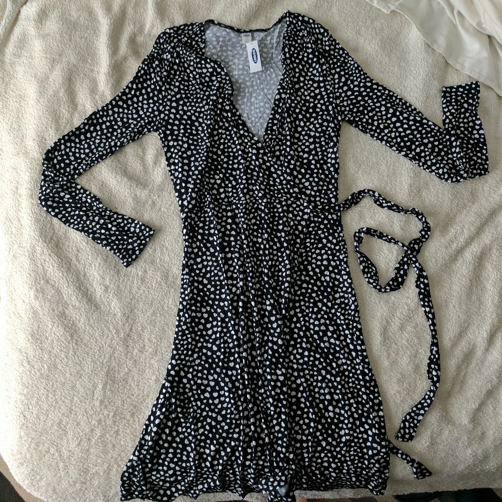 Heart Print Wrap Dress