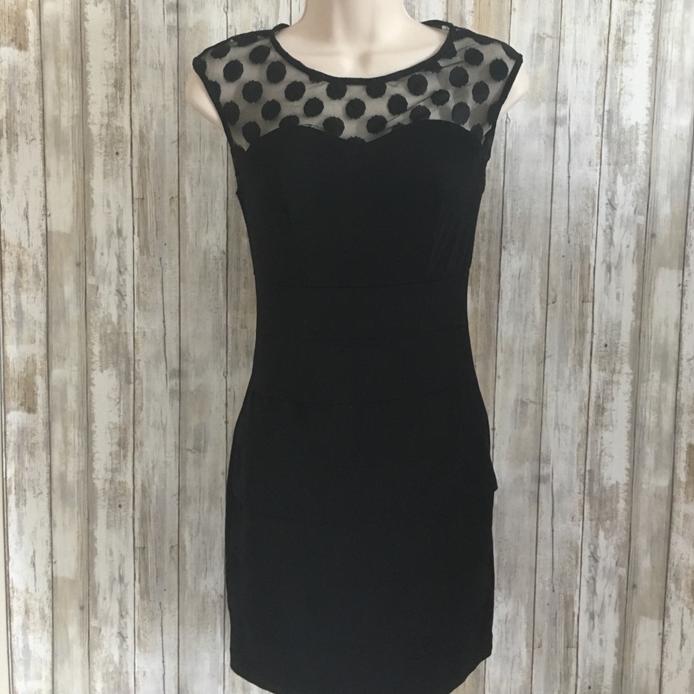 Mesh Polka Dot Little Black Dress