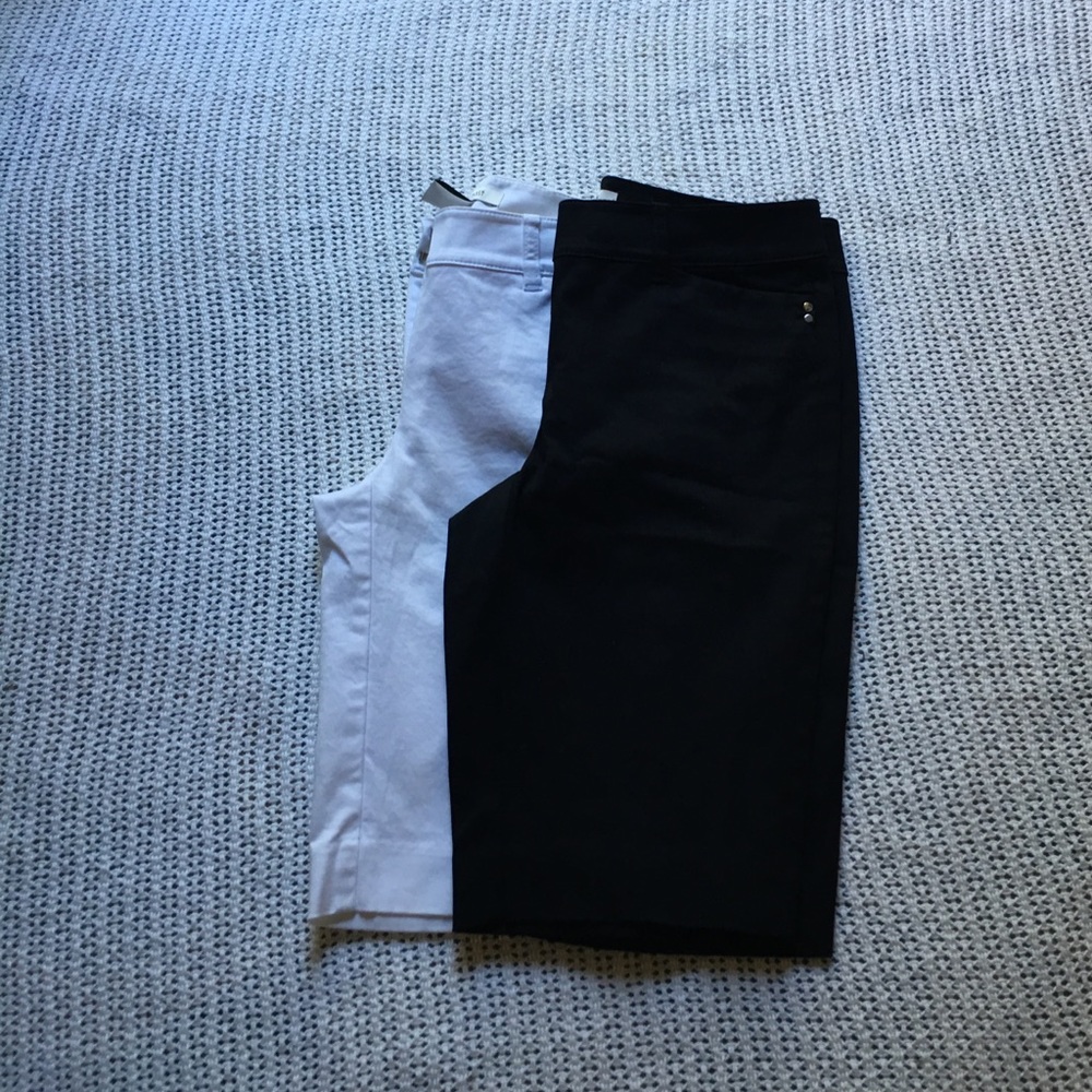 black/white shorts