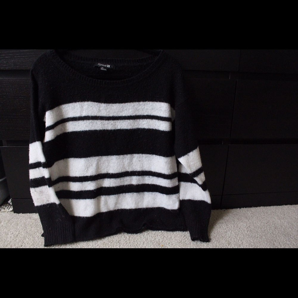 Forever21 black/white striped sweater