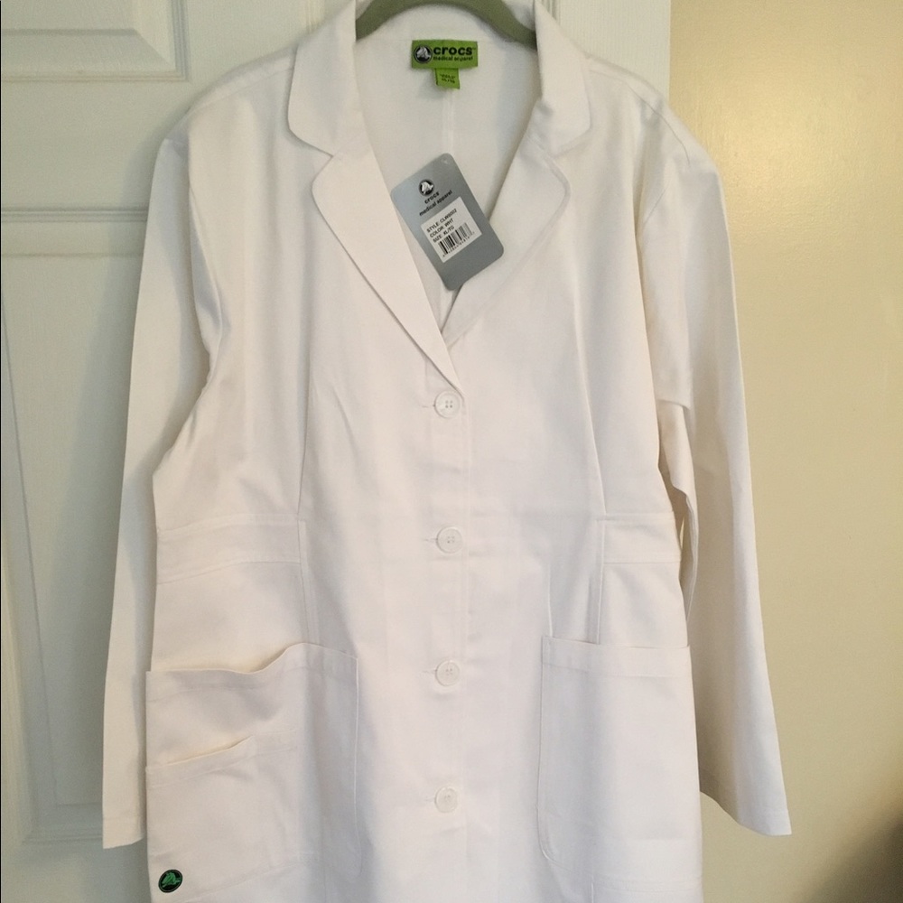 Crocs New white button down scrub jacket