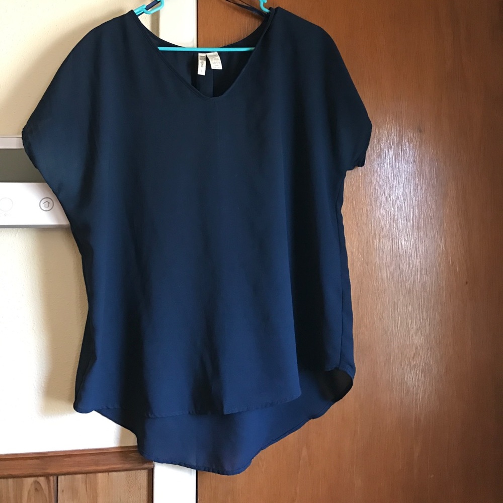 Navy blue hi lo blouse
