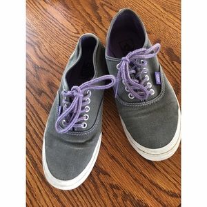 Gray purple Vans lace-up sneakers