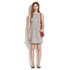 Madewell texture stripe afternoon dress cream navy