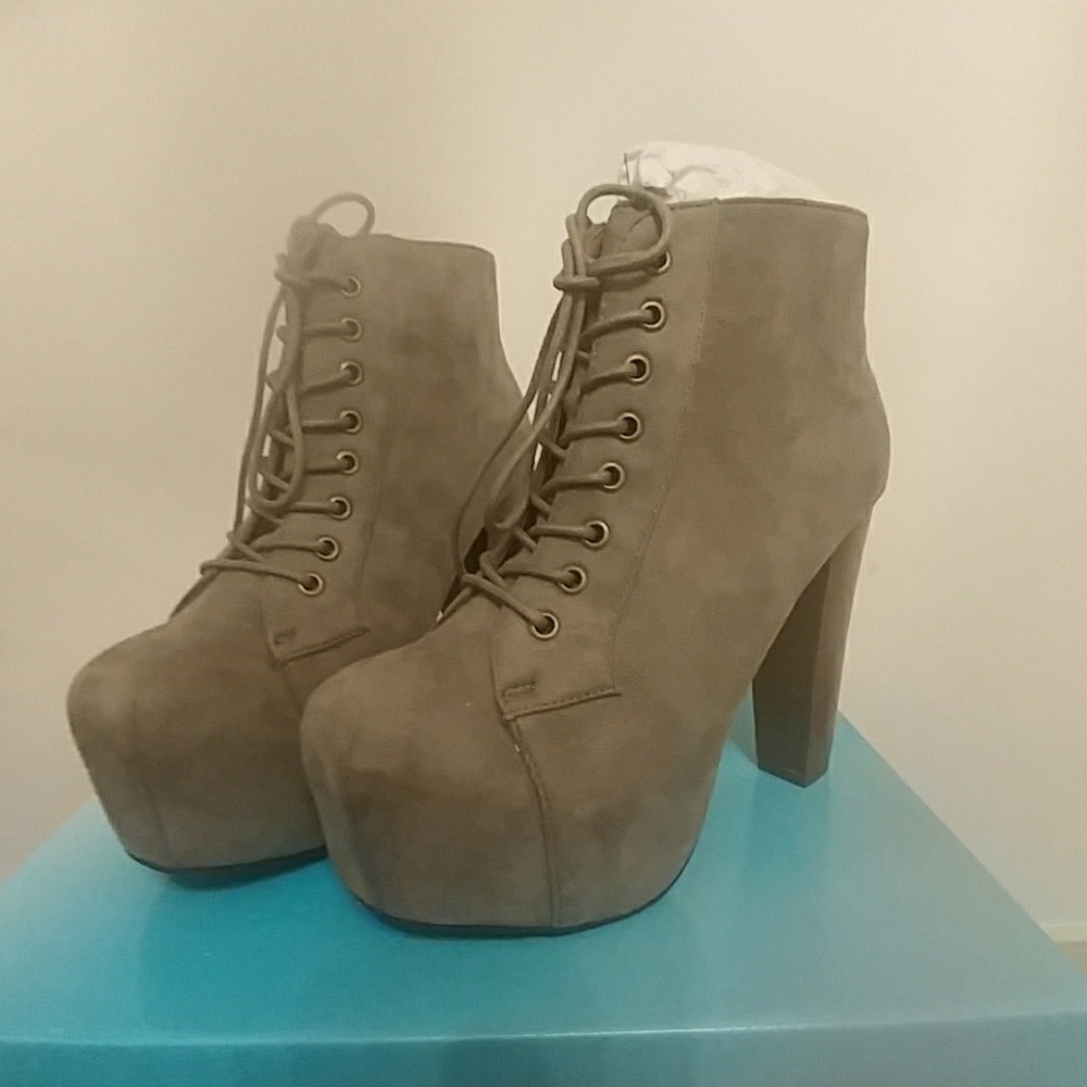 Taupe platform booties