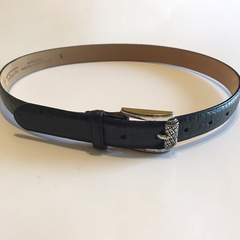 TALBOTS Black Crocodile Leather Belt