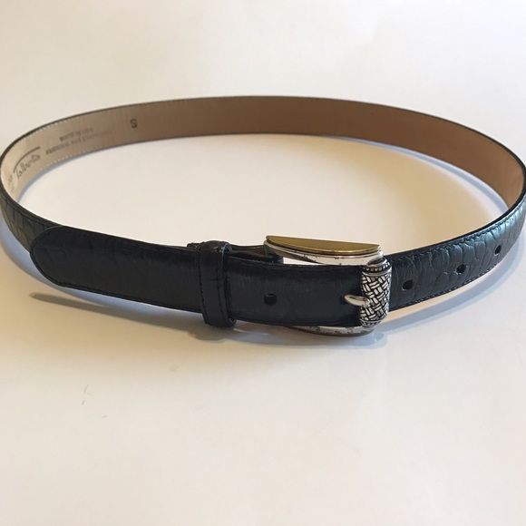 TALBOTS Black Crocodile Leather Belt - Picture 1 of 7