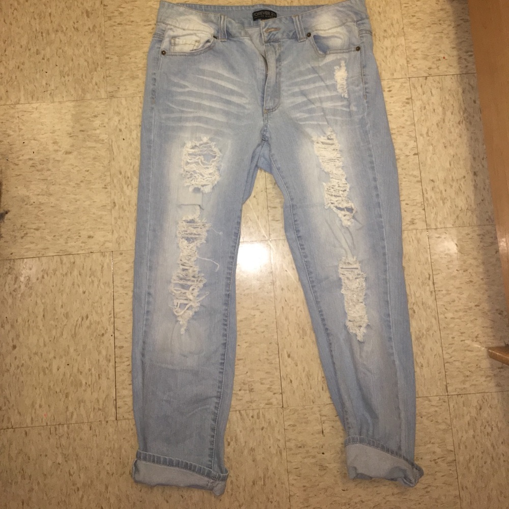 Forever 21 Ripped Boyfriend Jeans