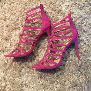 Pink strappy high heels