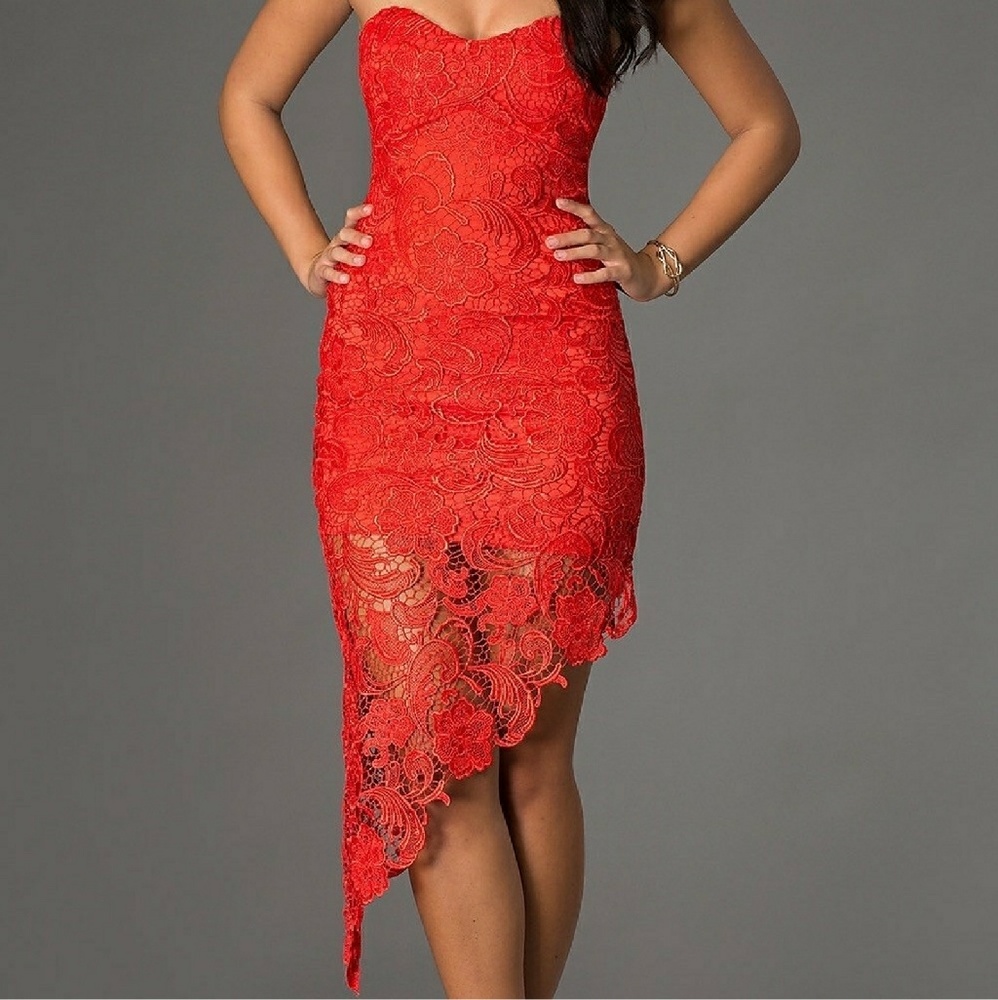 Red lace dress